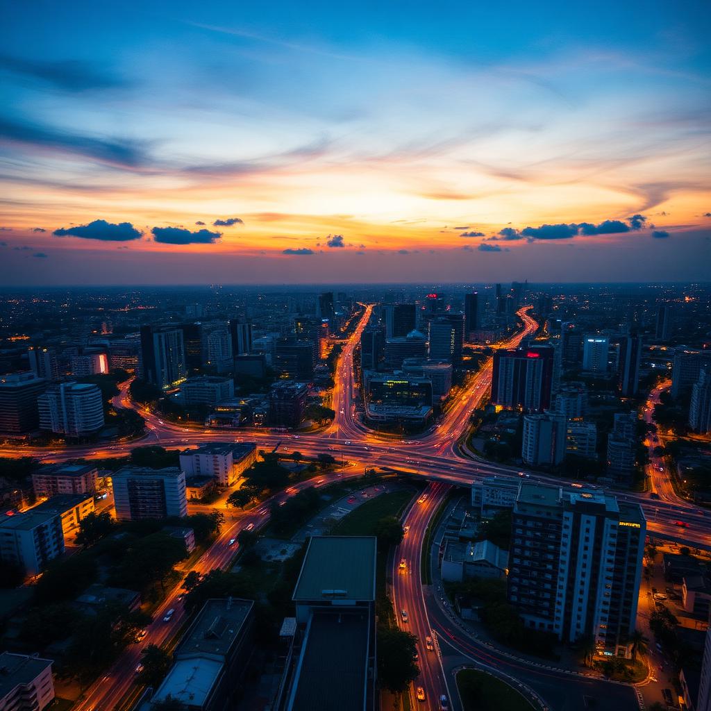 Modern African city skyline at dusk